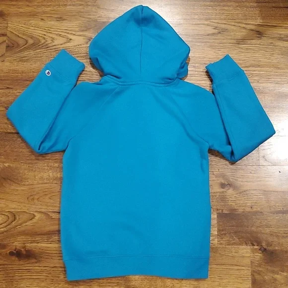 Kids Champion unisex turquoise hooded sweatshirt size M - Picture 5 of 5